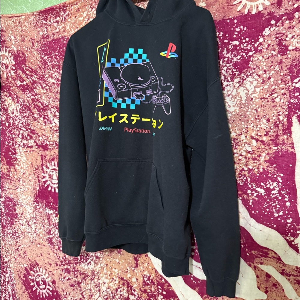 Sony Black Hoodie with PlayStation Console Design